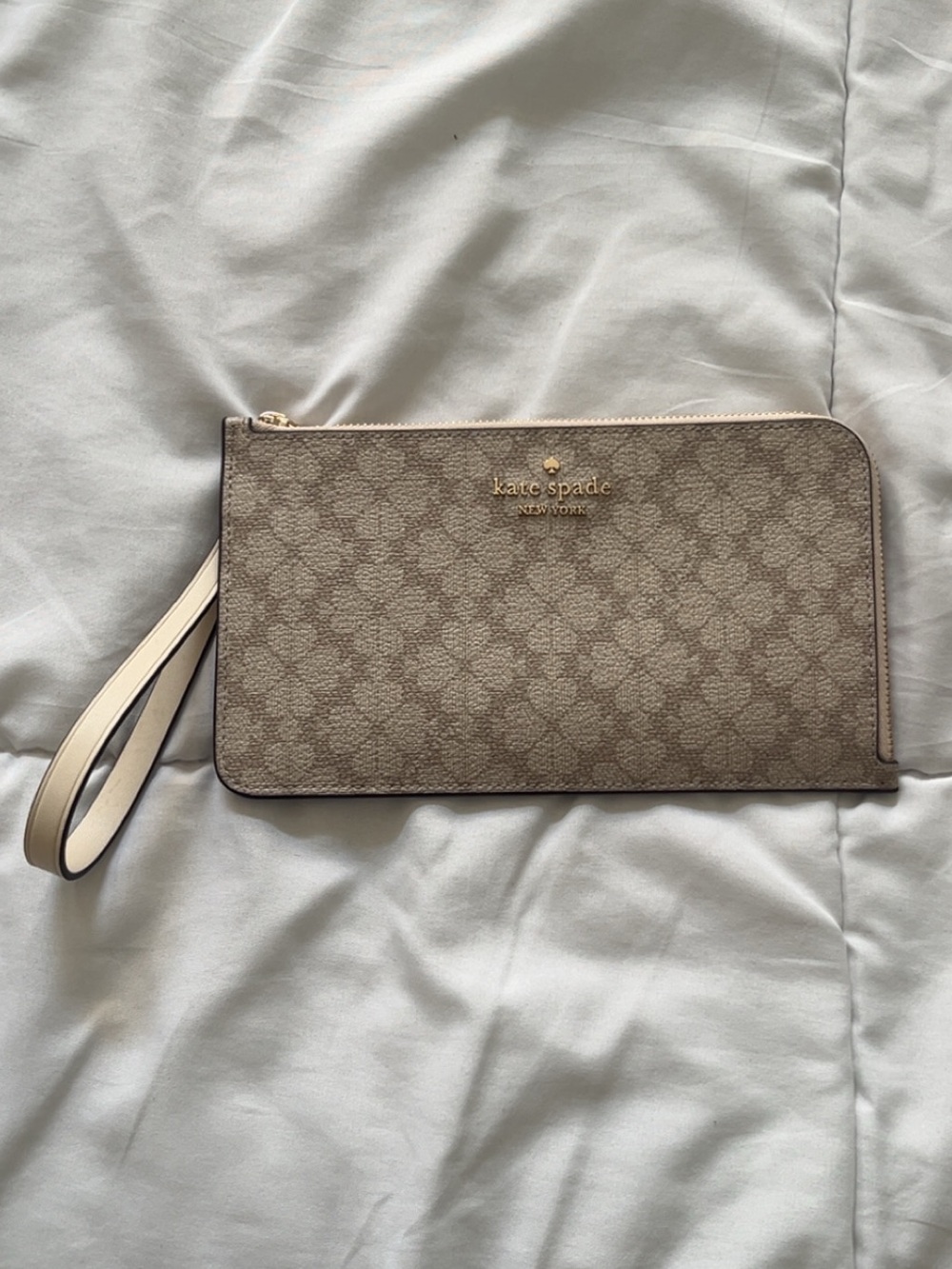 kate spade New York Beige Logo Wristlet